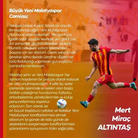 Mert Miraç Altındaş, Yeni Malatyaspor'dan Ayrıldı